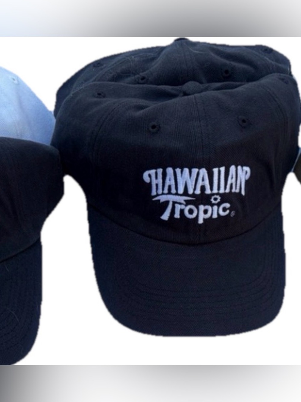 Hawaiian Tropic Blue hat with embroidered logo